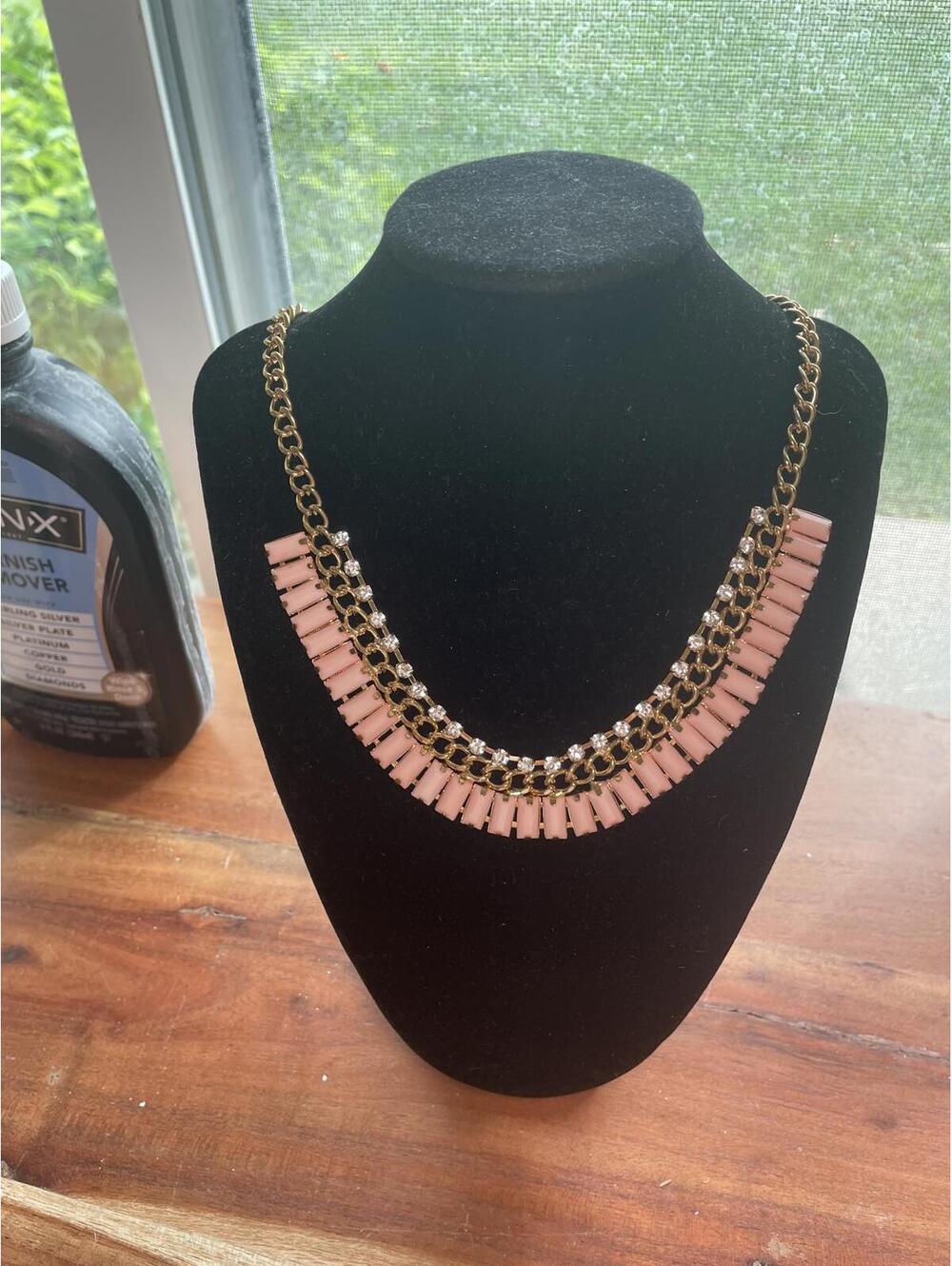 Vintage Pink Bib Necklace – Statement Costume Jewelry